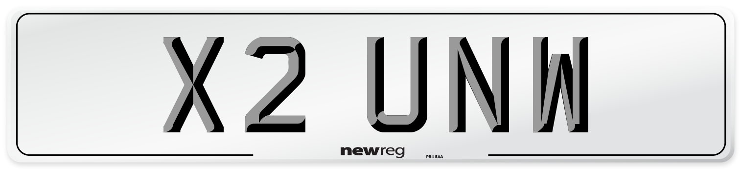 X2 UNW Number Plate from New Reg